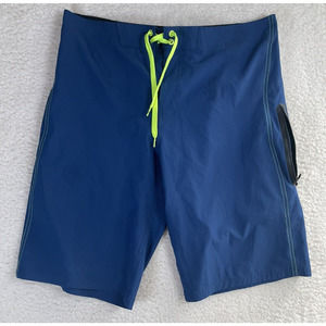 Ocean Pacific OpFlex Swim Trunks Board Shorts Men's 34 Blue BROKEN SIDE ZIP